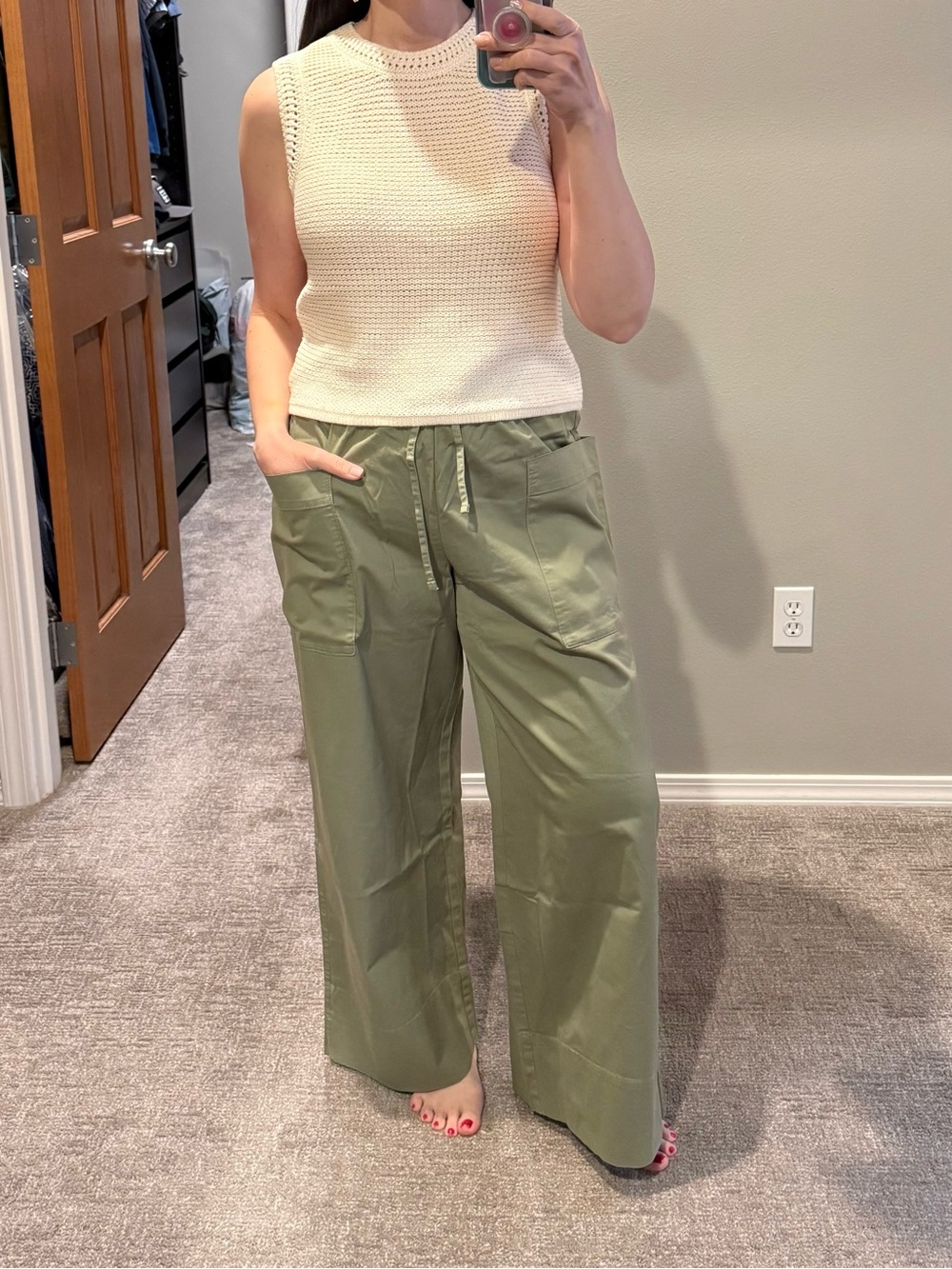 Everlane Easy Cargo Pant Sagebrush Green Wide Leg Utility Size M